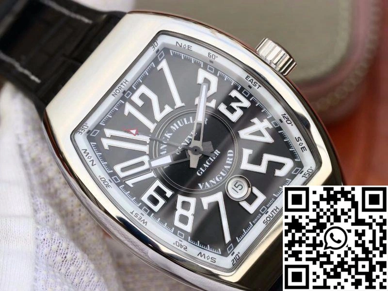 Franck Muller Vanguard V45-04 Black Leather Strap Black Dial FreshLook 1716