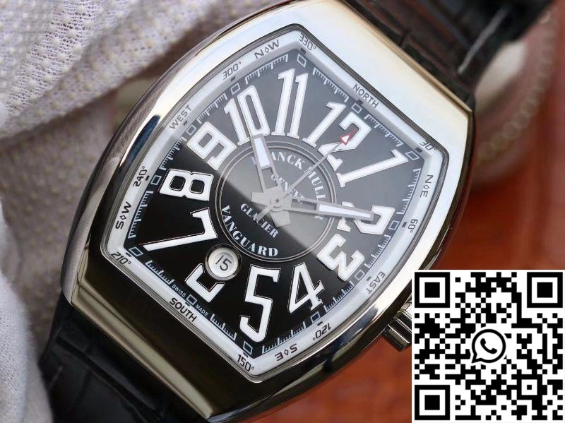 Franck Muller Vanguard V45-04 Black Leather Strap Black Dial FreshLook 1716