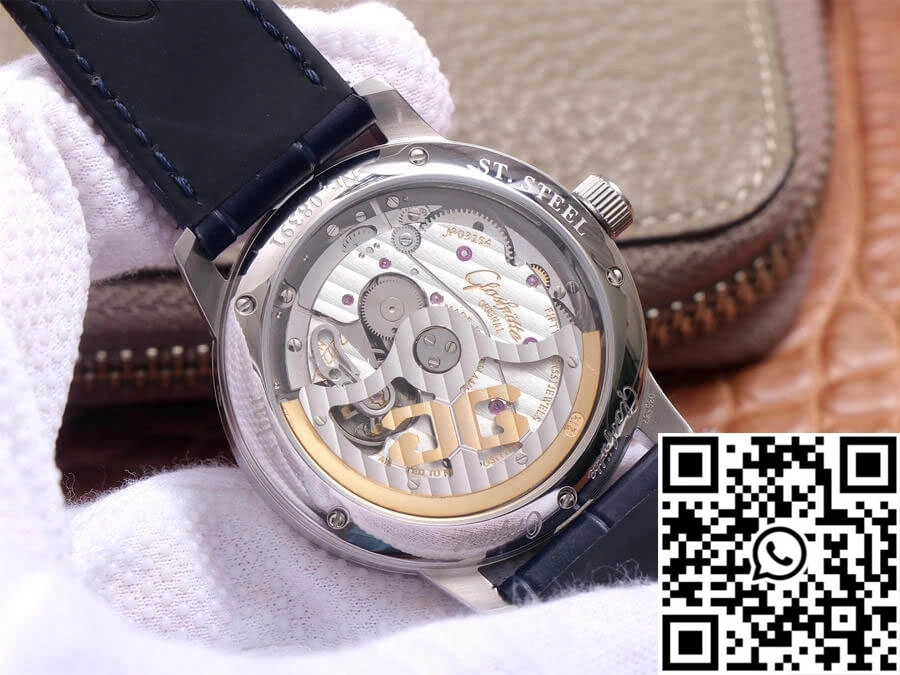 Lightweight Glashutte Senator Moon Phase 1-36-04 V9 Factory Blue Leather Strap 1744