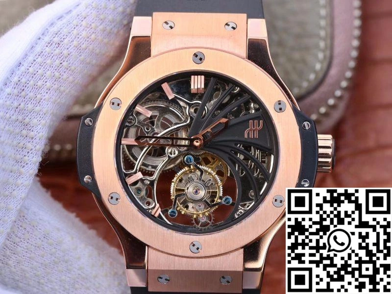 Hublot Big Bang Hollow Tourbillon 18K Rose Gold Skeleton Dial Sporty 1762