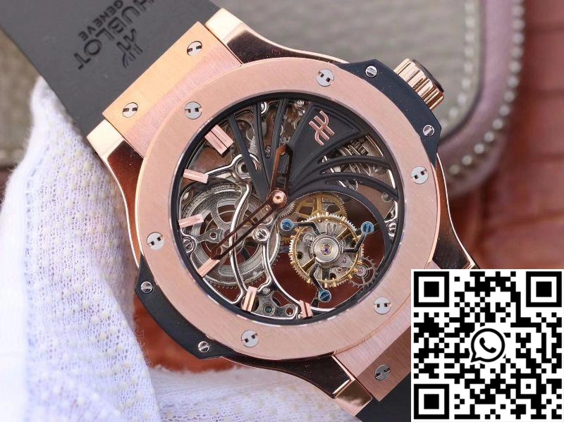 Hublot Big Bang Hollow Tourbillon 18K Rose Gold Skeleton Dial Sporty 1762