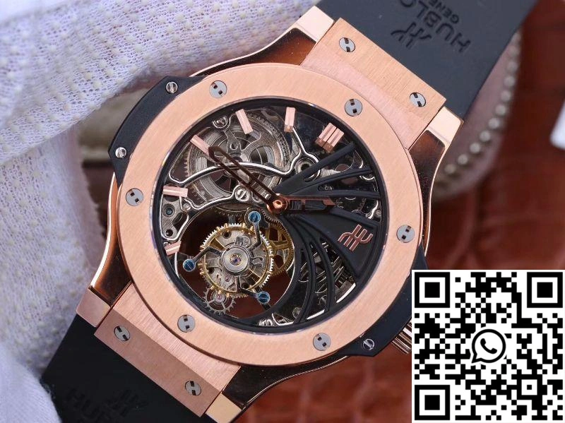 Hublot Big Bang Hollow Tourbillon 18K Rose Gold Skeleton Dial Sporty 1762