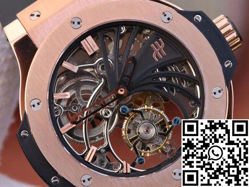 Hublot Big Bang Hollow Tourbillon 18K Rose Gold Skeleton Dial Sporty 1762