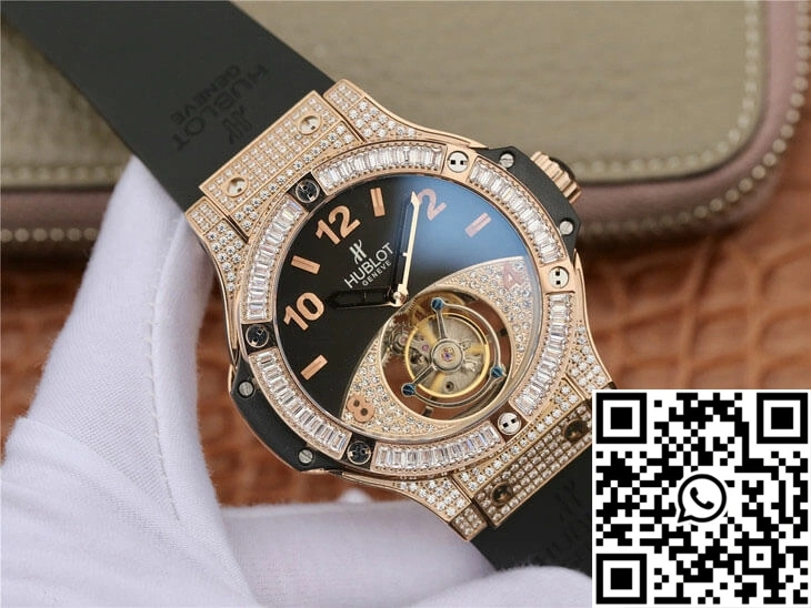 Hublot Big Bang Tourbillon Rose Gold Diamond Black Dial SportInspired 1778