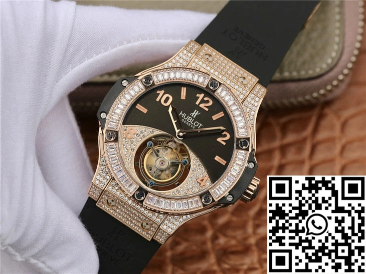 Hublot Big Bang Tourbillon Rose Gold Diamond Black Dial SportInspired 1778