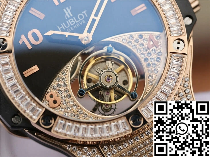 Hublot Big Bang Tourbillon Rose Gold Diamond Black Dial SportInspired 1778