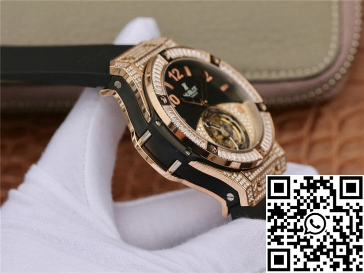 Hublot Big Bang Tourbillon Rose Gold Diamond Black Dial SportInspired 1778