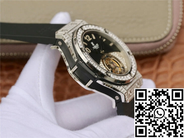 Affordable Hublot Big Bang Tourbillon Stainless Steel Diamond Black Dial 1780