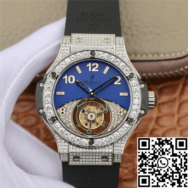 EasyMatch Hublot Big Bang Tourbillon Stainless Steel Diamond Blue Dial 1792