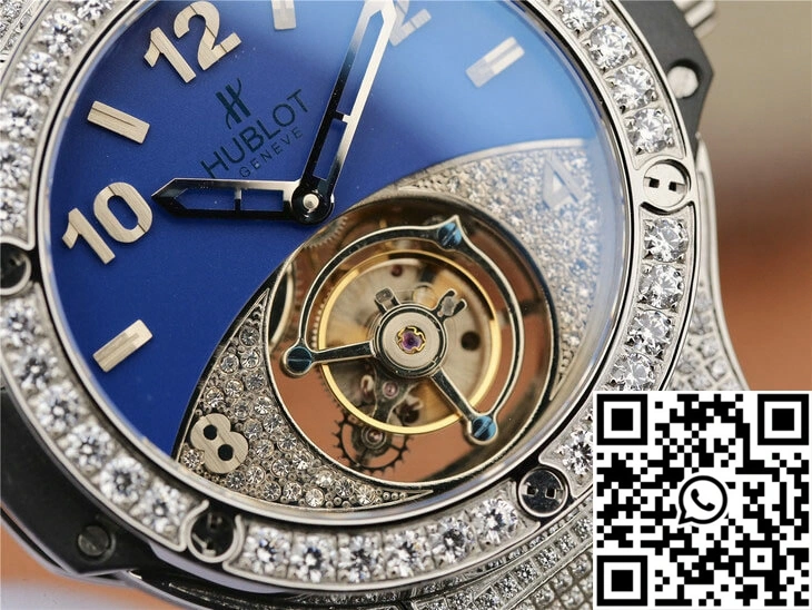 EasyMatch Hublot Big Bang Tourbillon Stainless Steel Diamond Blue Dial 1792