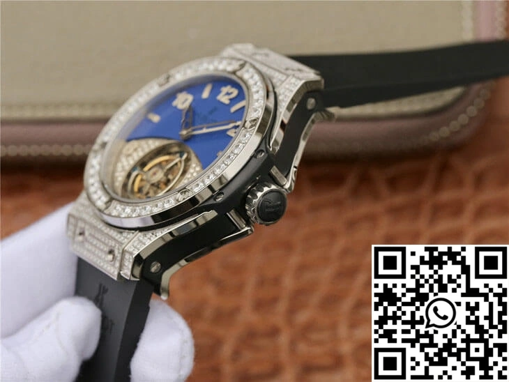 EasyMatch Hublot Big Bang Tourbillon Stainless Steel Diamond Blue Dial 1792