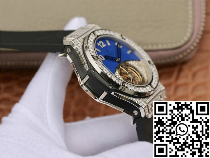 EasyMatch Hublot Big Bang Tourbillon Stainless Steel Diamond Blue Dial 1792