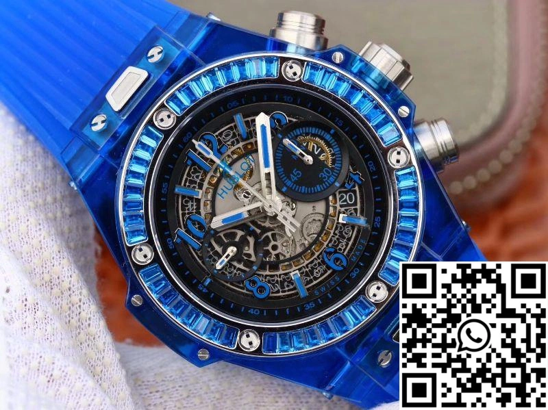 Stretchable Hublot Big Bang Unico 411.JX.4802.RT Blue Strap Skeleton Dial 1759