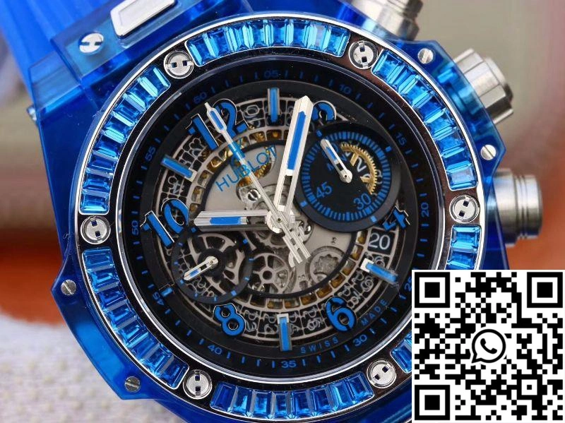 Stretchable Hublot Big Bang Unico 411.JX.4802.RT Blue Strap Skeleton Dial 1759