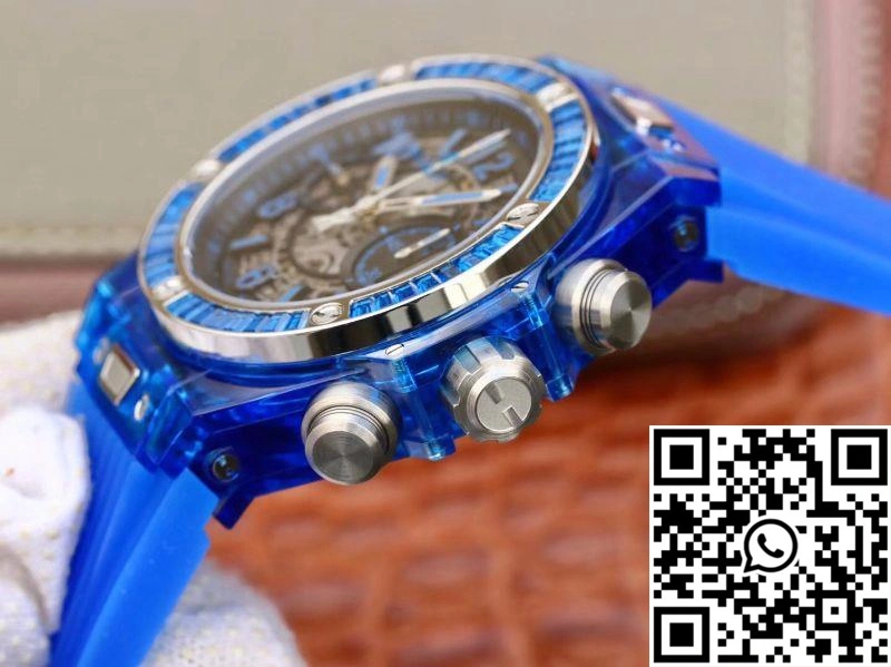 Stretchable Hublot Big Bang Unico 411.JX.4802.RT Blue Strap Skeleton Dial 1759