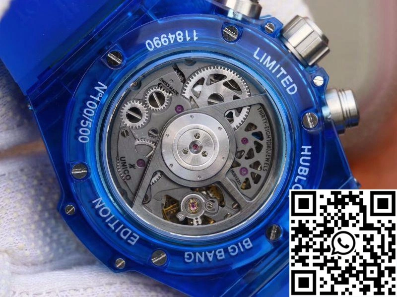 Stretchable Hublot Big Bang Unico 411.JX.4802.RT Blue Strap Skeleton Dial 1759