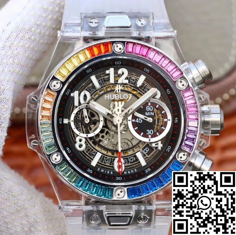 Neat Hublot Big Bang Unico 411.JX.4802.RT  Diamonds Bezel Skeleton Dial 1771