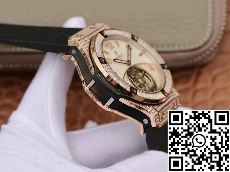 Practical Hublot  Fusion Rose Gold Tourbillon White Enamel Dial 1838