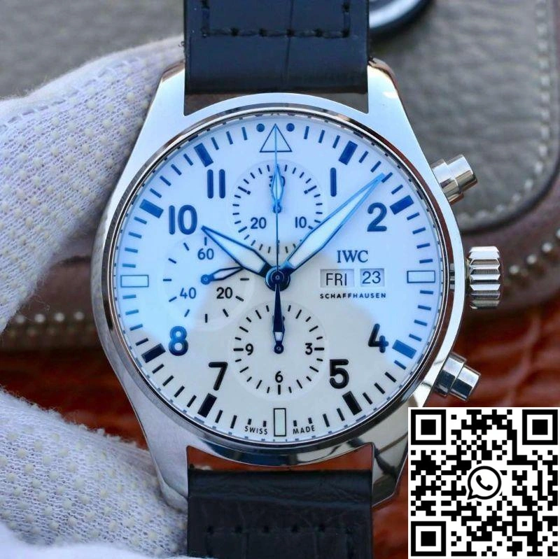 Vibrant IWC Pilot Chronograph IW377725 ZF Factory White Dial 1924