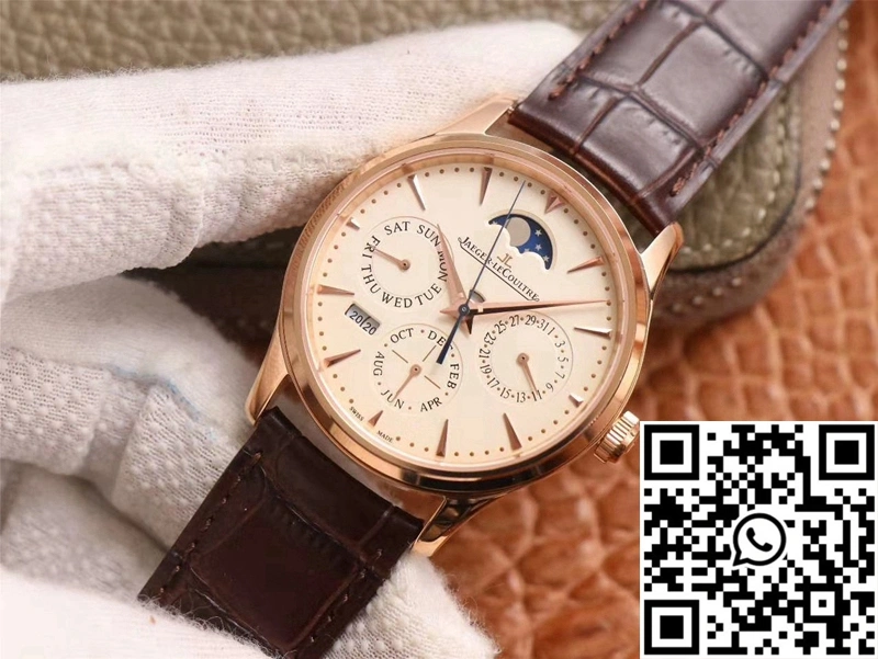 Sporty Jaeger-LeCoultre Master Ultra Thin Moon Perpetual Calendar 1302520 V9 Factory Rose Gold Case 2062