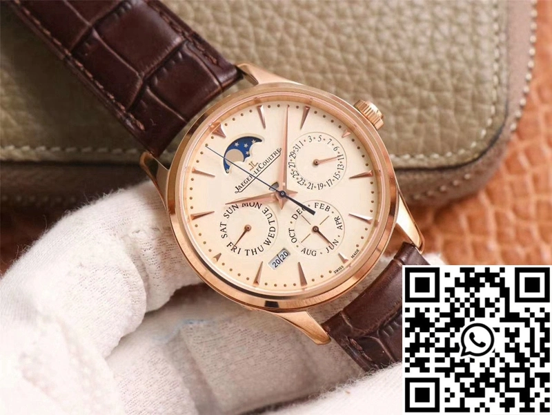 Sporty Jaeger-LeCoultre Master Ultra Thin Moon Perpetual Calendar 1302520 V9 Factory Rose Gold Case 2062