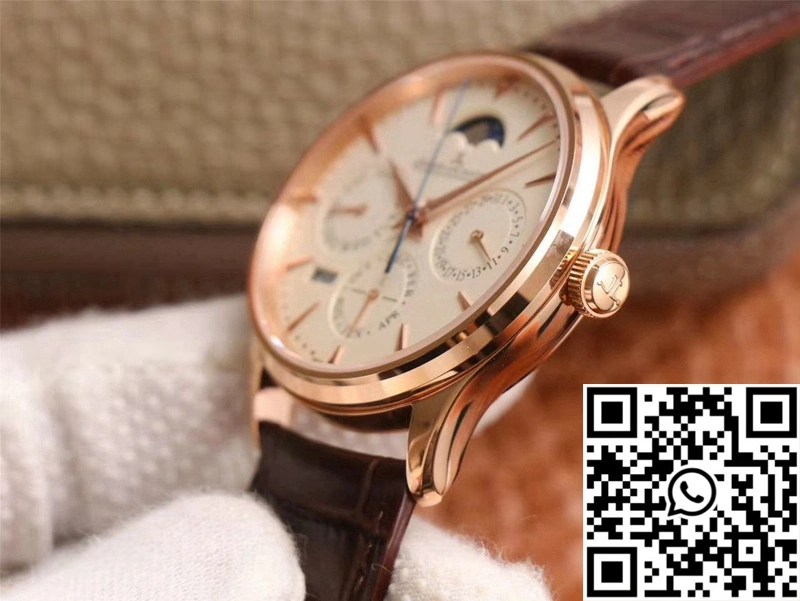 Sporty Jaeger-LeCoultre Master Ultra Thin Moon Perpetual Calendar 1302520 V9 Factory Rose Gold Case 2062