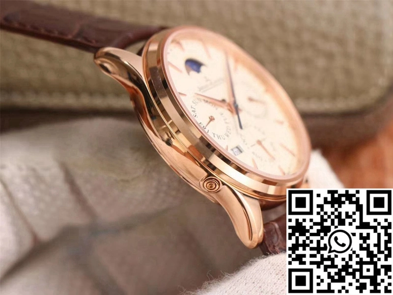 Sporty Jaeger-LeCoultre Master Ultra Thin Moon Perpetual Calendar 1302520 V9 Factory Rose Gold Case 2062