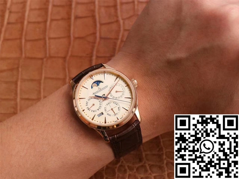 Sporty Jaeger-LeCoultre Master Ultra Thin Moon Perpetual Calendar 1302520 V9 Factory Rose Gold Case 2062