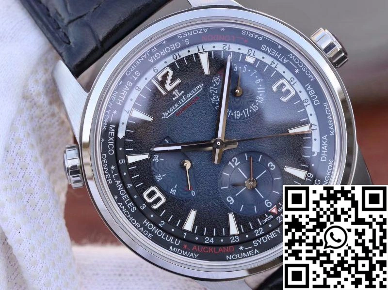 Bold Jaeger-LeCoultre Polaris Geographic 904847J 42MM TWA Factory Black Blue Textured Dial 2058