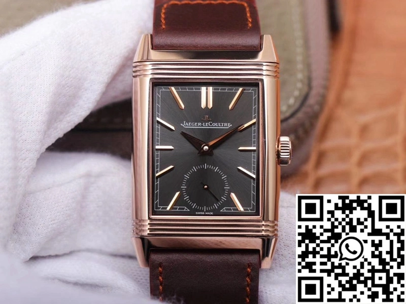 Jaeger LeCoultre Reverso Tribute Double-sided Double Time Zone Flip MG Factory Rose Gold Black Dial Lightweight 2130