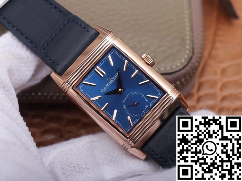 MultiPurpose Jaeger LeCoultre Reverso Tribute Double-sided Double Time Zone Flip MG Factory Rose Gold Blue Dial 2129