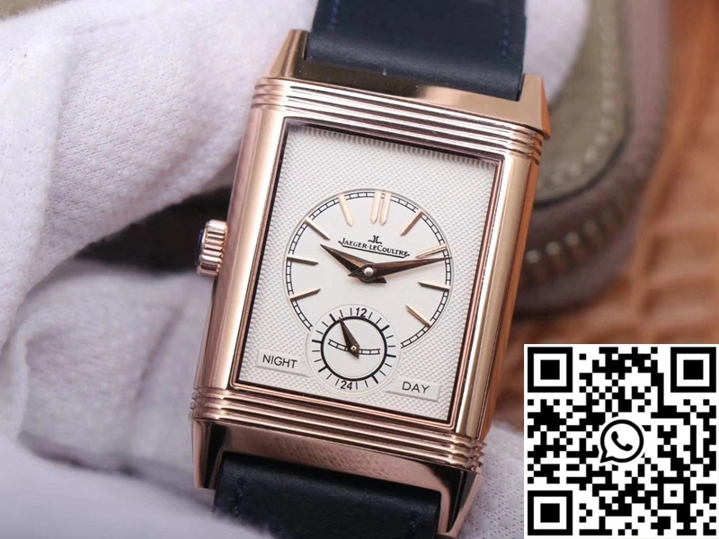 MultiPurpose Jaeger LeCoultre Reverso Tribute Double-sided Double Time Zone Flip MG Factory Rose Gold Blue Dial 2129
