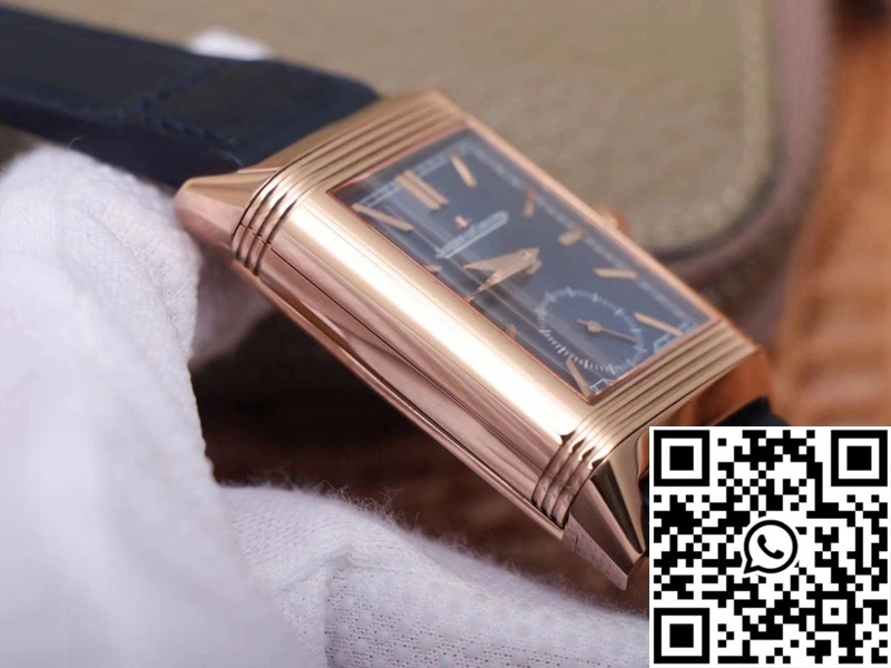 MultiPurpose Jaeger LeCoultre Reverso Tribute Double-sided Double Time Zone Flip MG Factory Rose Gold Blue Dial 2129
