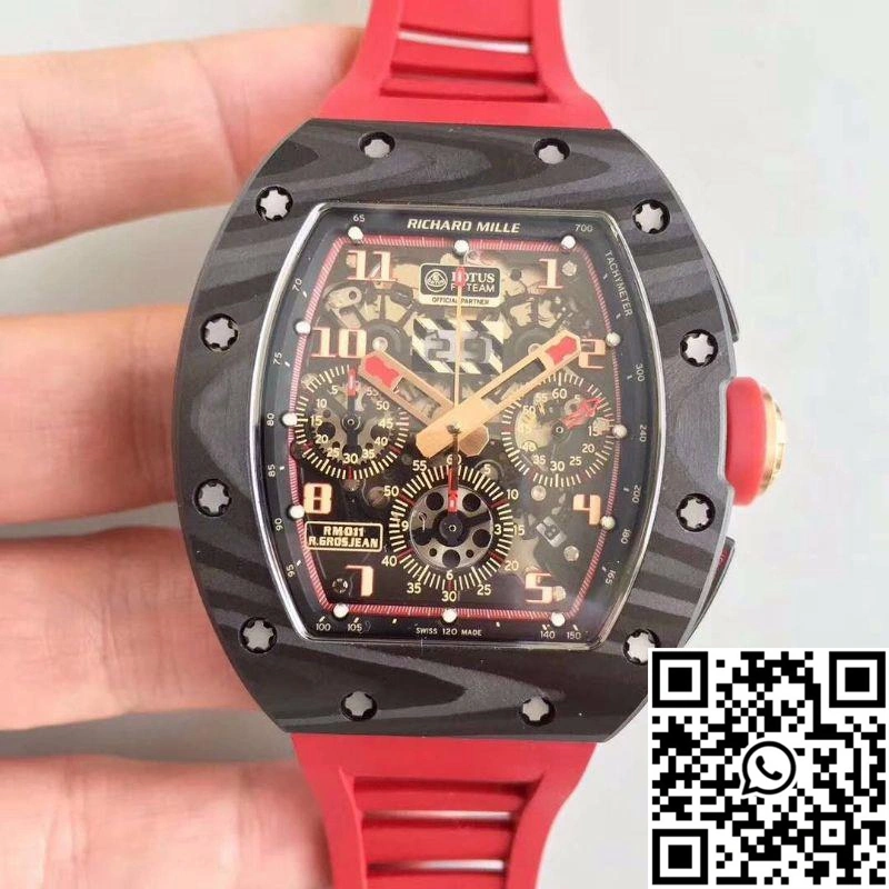 WeatherProof KV Factory Richard Mille RM011 Lotus F1 Team Romain Grosjean Forged Carbon Black Skeleton Dial 2316