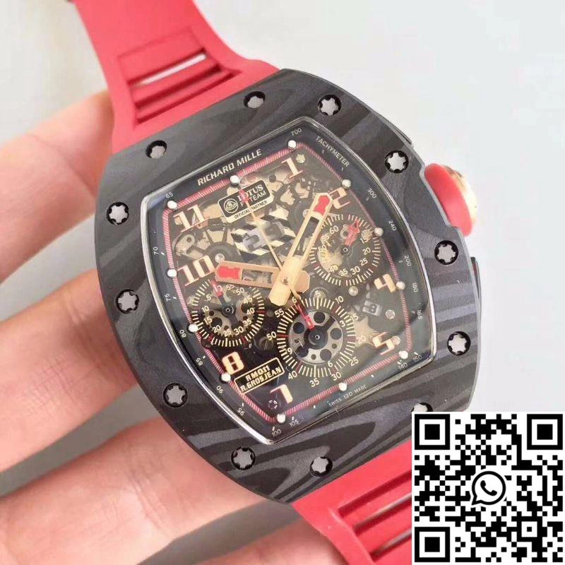 WeatherProof KV Factory Richard Mille RM011 Lotus F1 Team Romain Grosjean Forged Carbon Black Skeleton Dial 2316
