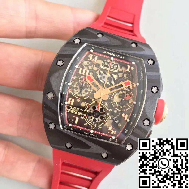 WeatherProof KV Factory Richard Mille RM011 Lotus F1 Team Romain Grosjean Forged Carbon Black Skeleton Dial 2316