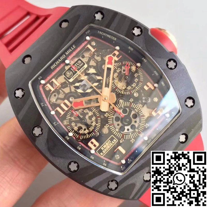 WeatherProof KV Factory Richard Mille RM011 Lotus F1 Team Romain Grosjean Forged Carbon Black Skeleton Dial 2316