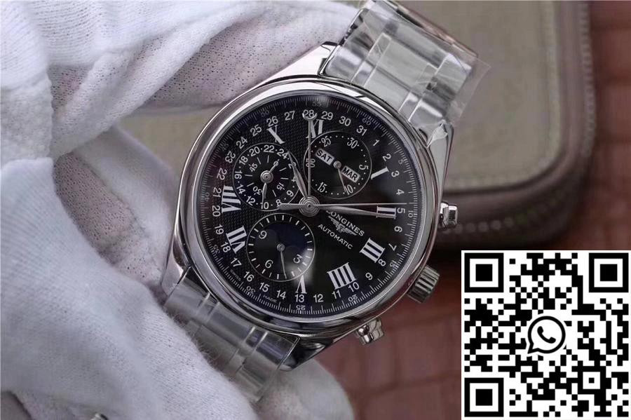 Refined Longines Conquest  Chronograph Moonphase Black Dial 2160