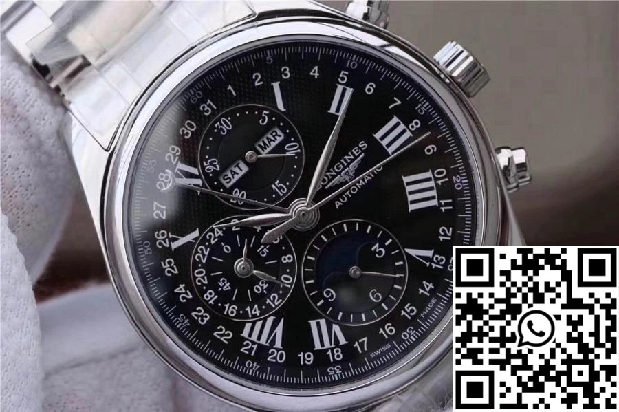 Refined Longines Conquest  Chronograph Moonphase Black Dial 2160