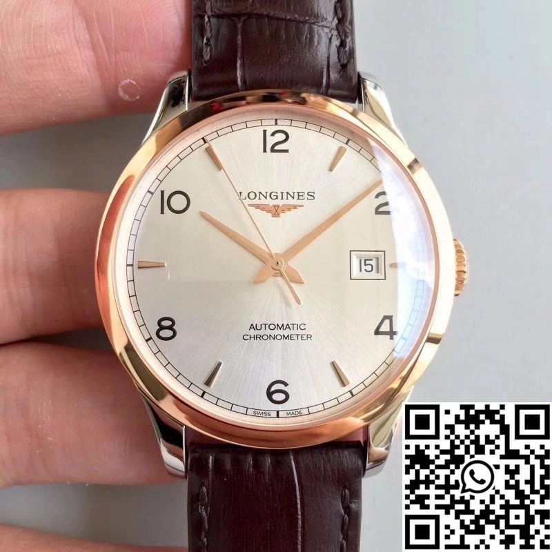 Longines Record L2.820.4.76.2 18K Rose Gold Silver Dial RelaxedFit 2195