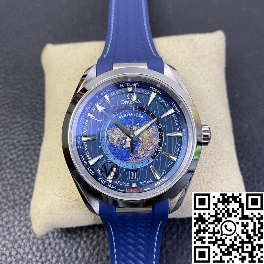 Bright Omega Seamaster Aqua Terra GMT Worldtimer 220.12.43.22.03.001 VS Factory Blue Dial 419