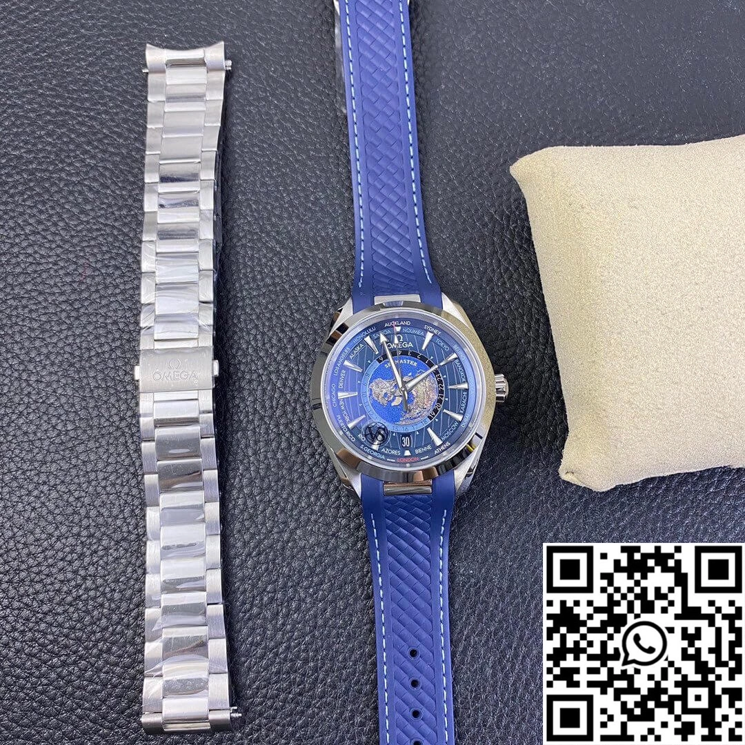 Bright Omega Seamaster Aqua Terra GMT Worldtimer 220.12.43.22.03.001 VS Factory Blue Dial 419
