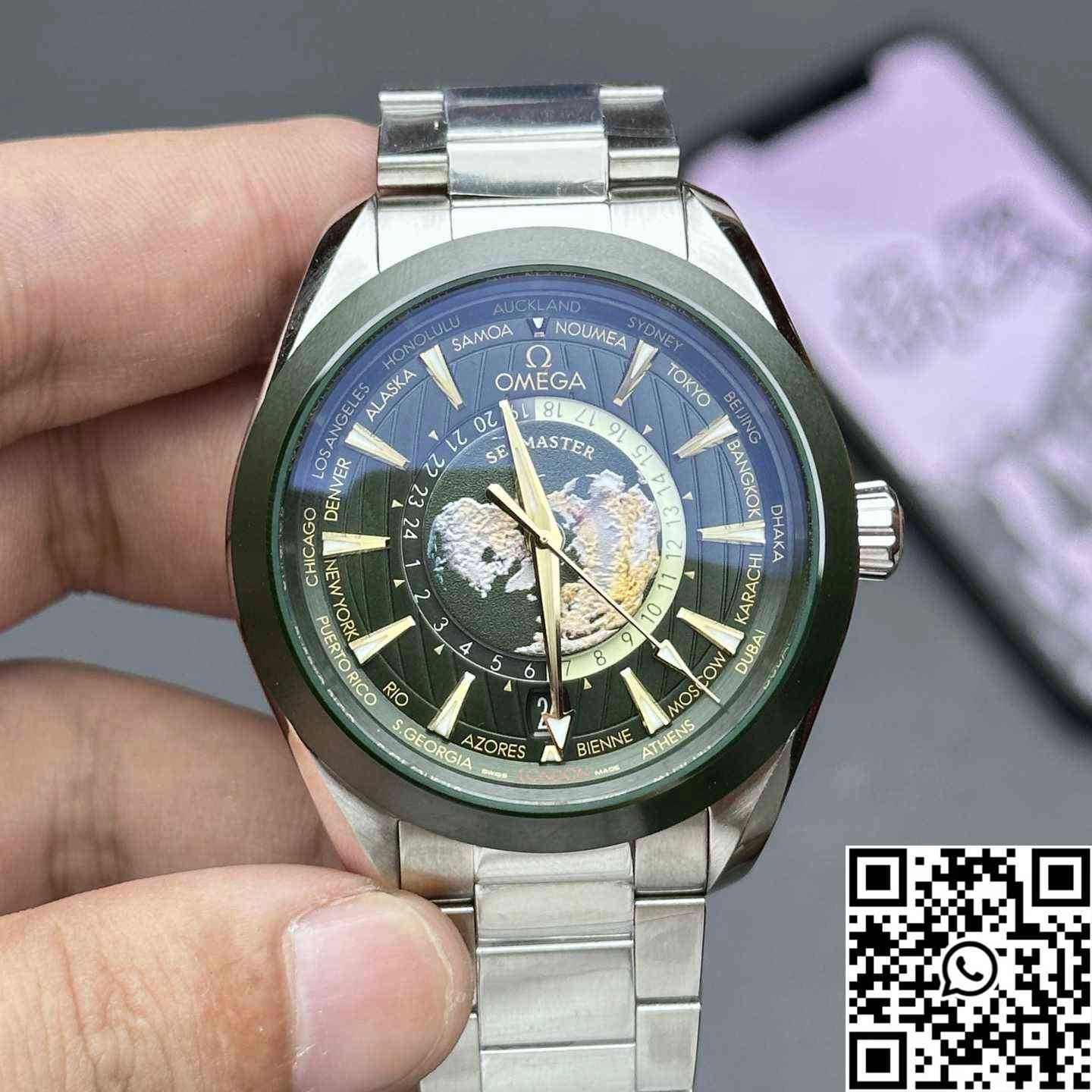 UrbanChic Omega Seamaster Aqua Terra GMT Worldtimer 220.32.43.22.10.001 VS Factory Titanium Green Dial 337