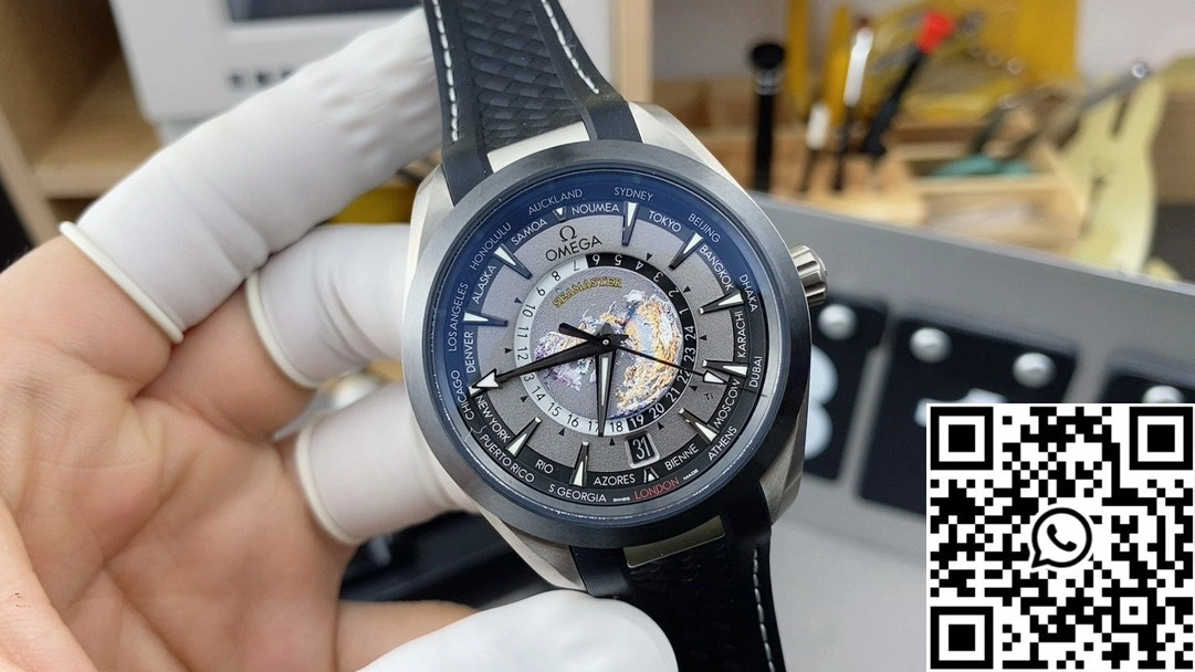 QuickDry Omega Seamaster Aqua Terra GMT Worldtimer 220.92.43.22.99.001 VS Factory Titanium Grey Dial 427