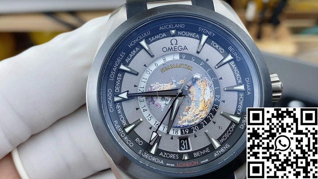 QuickDry Omega Seamaster Aqua Terra GMT Worldtimer 220.92.43.22.99.001 VS Factory Titanium Grey Dial 427