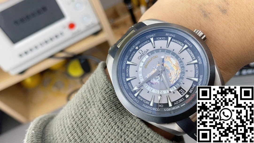 QuickDry Omega Seamaster Aqua Terra GMT Worldtimer 220.92.43.22.99.001 VS Factory Titanium Grey Dial 427