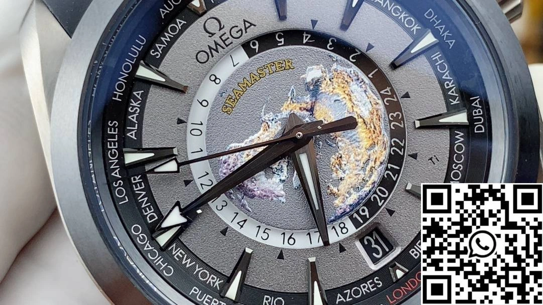 QuickDry Omega Seamaster Aqua Terra GMT Worldtimer 220.92.43.22.99.001 VS Factory Titanium Grey Dial 427