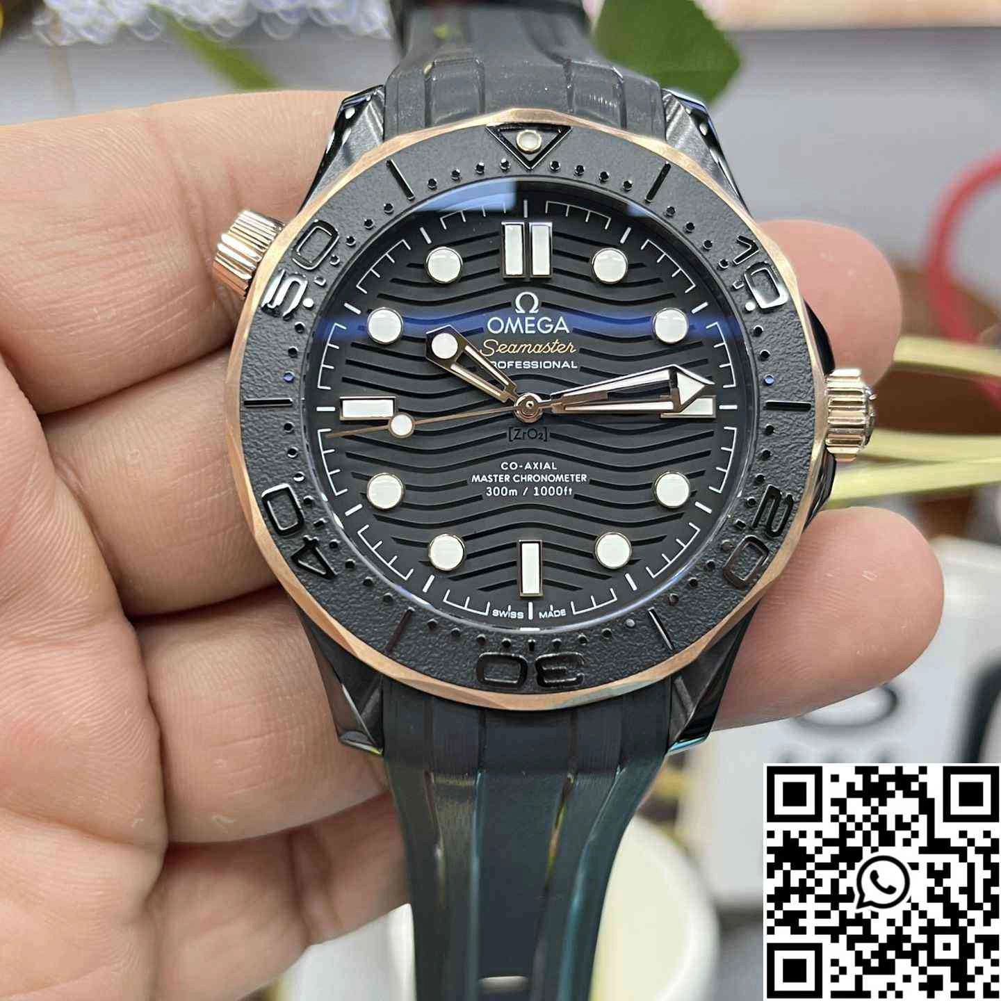 Trendsetting Omega Seamaster Diver 300M 210.62.44.20.01.001 VS Factory Rose Gold Bezel Ceramic Case 43.5mm 394