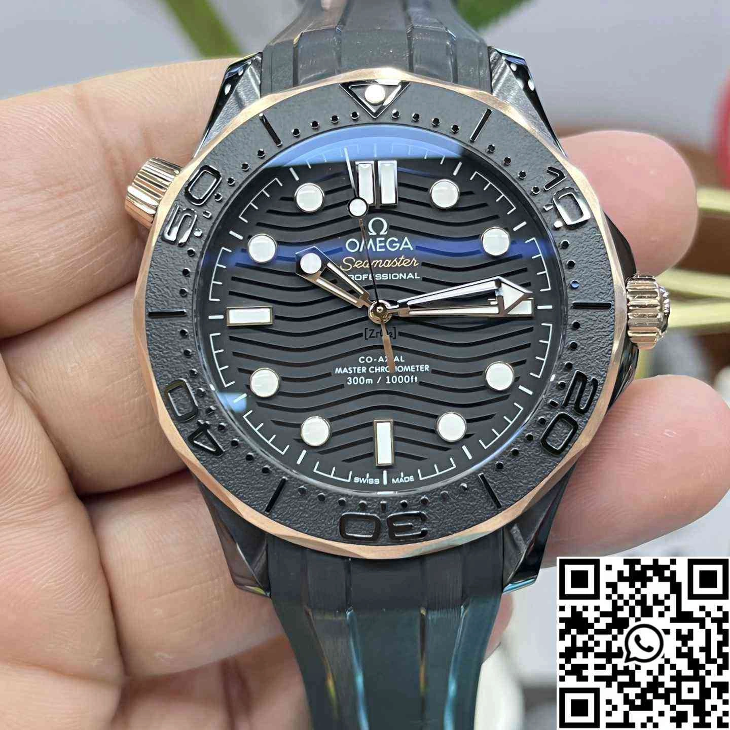 Trendsetting Omega Seamaster Diver 300M 210.62.44.20.01.001 VS Factory Rose Gold Bezel Ceramic Case 43.5mm 394