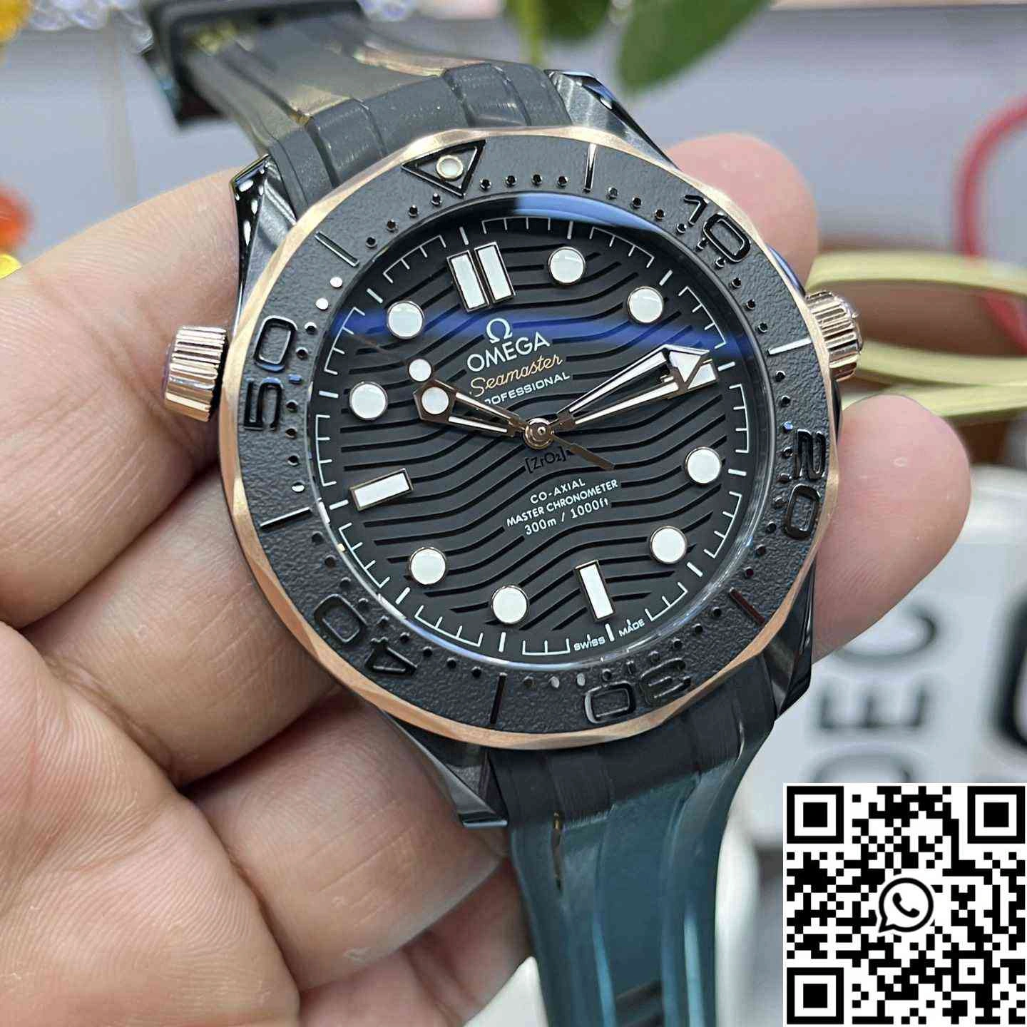 Trendsetting Omega Seamaster Diver 300M 210.62.44.20.01.001 VS Factory Rose Gold Bezel Ceramic Case 43.5mm 394